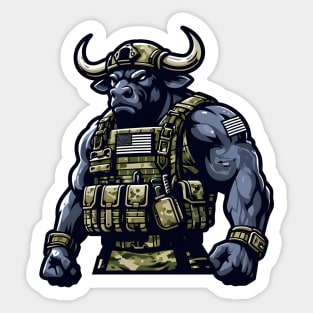 Tactical Minotaur Power Tee: Where Mythical Might Meets Modern Strength Sticker